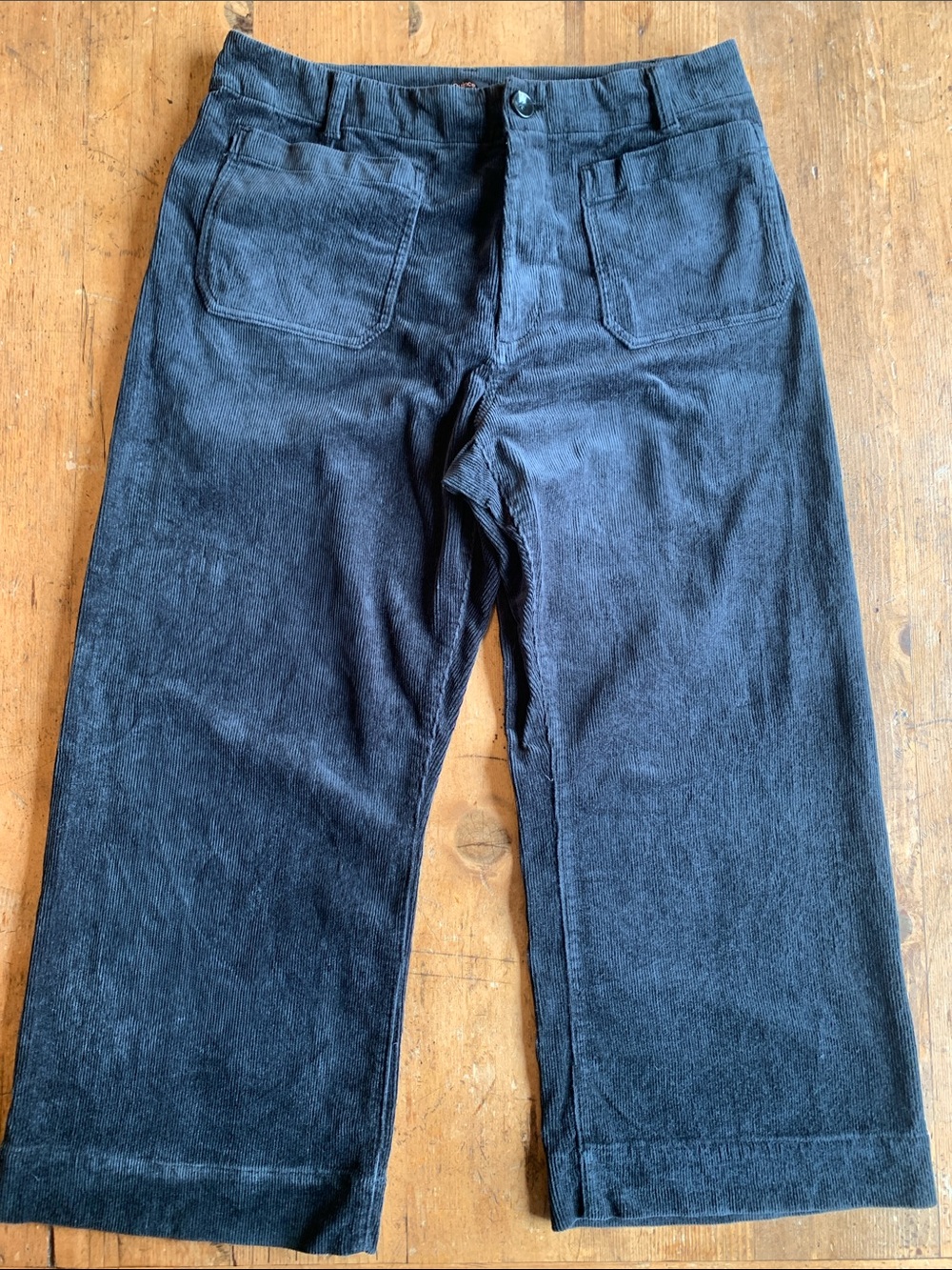 Quince Organic Cotton Black Corduroy Wide-Leg Pants